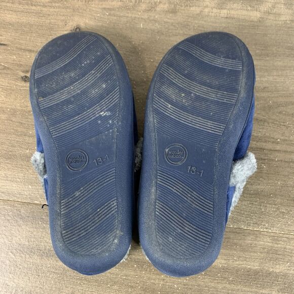 Wonder Nation Boys Size 13-1 Fur Slipper Pizza Burger Give Me Some Space Suede - Picture 10 of 11